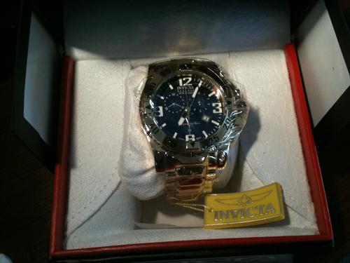 gold invicta chronograph watch for sale